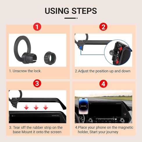 Car Phone Holder for 2020-2025 Toyota Highlander Accessories, Compatible MagSafe, 360° Rotation, Super Strong Magnetic Attraction(for 8 inch Screen only) in Saudi Arabia