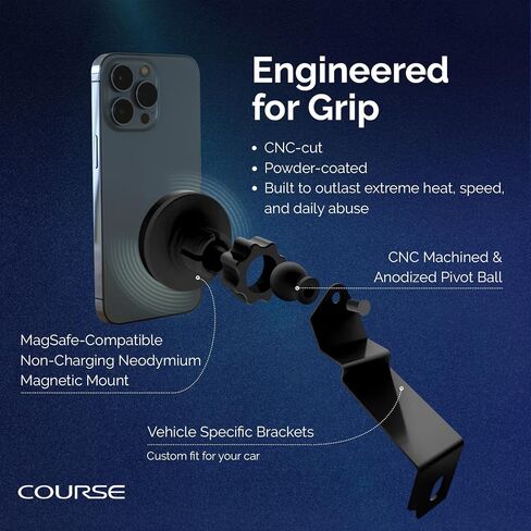 Course Motorsports Direct Fit Phone Mount | MagSafe Compatible | Custom Fit Car Phone Mount | Ford Mustang Phone Holder | Compatible with Ford Mustang, GT, GT-350, GT-500 (2015-2023) in Kuwait
