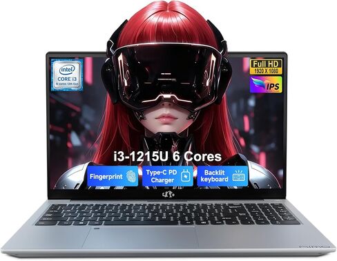 NIMO 15.6" IPS FHD-Student-Laptop, Intel i3-1215U (6-Core Up to 4.4 GHz, Beats R5 7520U) 16GB RAM 512GB SSD with 65W Fast PD 2-Yr Warranty 180° View Wi-Fi 6 Backlit KB Fingerprint Bluetooth 5.2 Win 11 in Kuwait