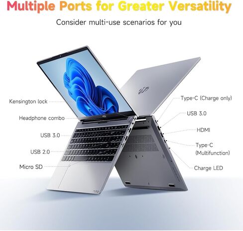 NIMO 15.6" IPS FHD-Student-Laptop, Intel i3-1215U (6-Core Up to 4.4 GHz, Beats R5 7520U) 16GB RAM 512GB SSD with 65W Fast PD 2-Yr Warranty 180° View Wi-Fi 6 Backlit KB Fingerprint Bluetooth 5.2 Win 11 in Kuwait