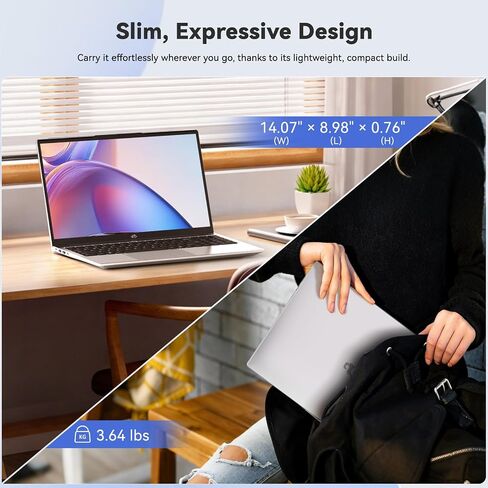 NIMO 15.6" IPS FHD-Student-Laptop, Intel i3-1215U (6-Core Up to 4.4 GHz, Beats R5 7520U) 16GB RAM 512GB SSD with 65W Fast PD 2-Yr Warranty 180° View Wi-Fi 6 Backlit KB Fingerprint Bluetooth 5.2 Win 11 in Kuwait