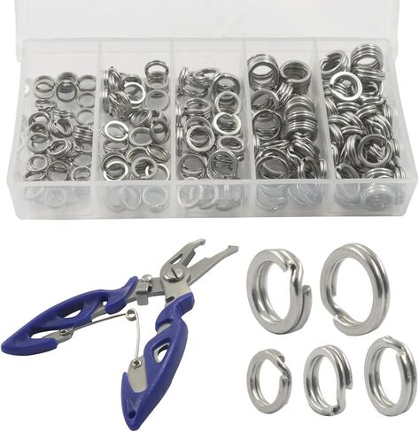 250 Pcs Premium Fishing Split Rings with Plier Set Blue in Kuwait