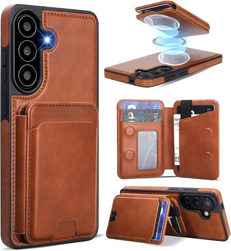 Magnetic Detachable Wallet Case for Samsung Galaxy A57 with Kickstand,2-in-1 MagSafe Compatible RFID Blocking Card Holder,Slim PU Leather Cover Black in Kuwait