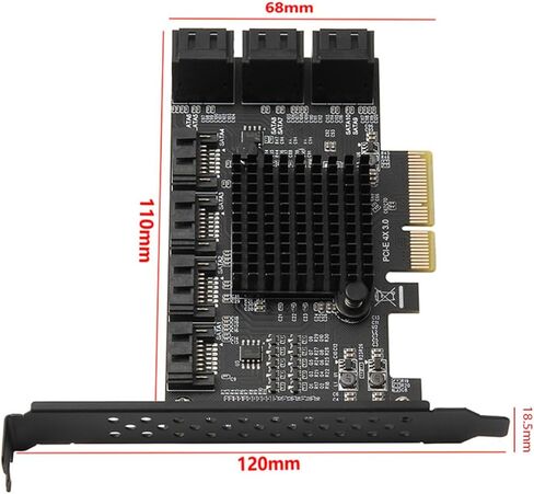 10-Port Serial Ata 3.0 Pci-e X4 Expansion Card Adapter for Desktop Computer with Fast and Stable Transmission, Large Capacity Server Support, Black PCB Material in Saudi Arabia