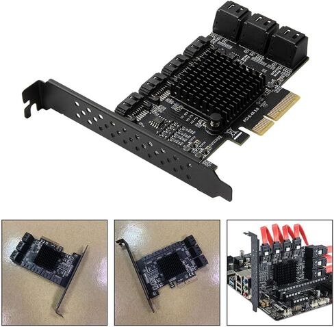10-Port Serial Ata 3.0 Pci-e X4 Expansion Card Adapter for Desktop Computer with Fast and Stable Transmission, Large Capacity Server Support, Black PCB Material in Saudi Arabia