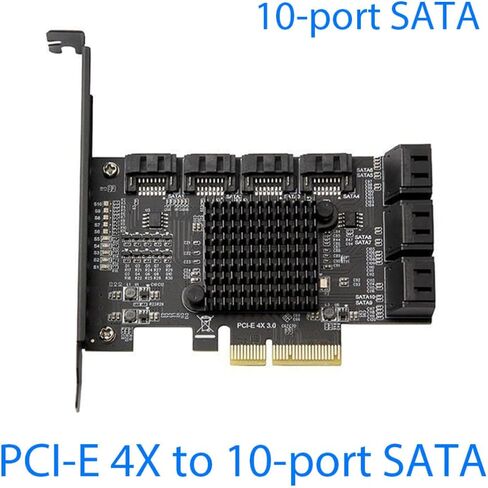 TIDTALEO 10-Port Serial Ata 3.0 Expansion Card Pcie X4 3.0 Interface Controller Card Adapter for Hard Drive and Workstation with Stable and Lossless Transmission in Kuwait
