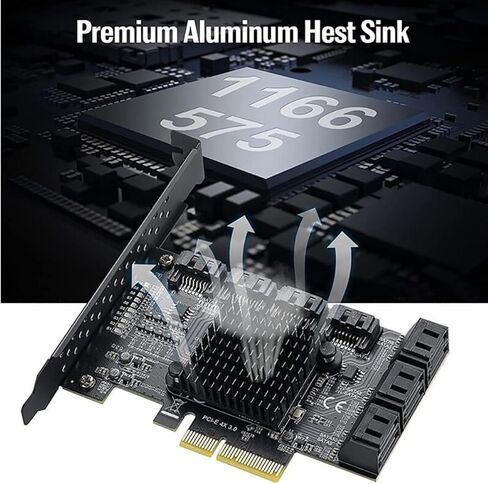 TIDTALEO 10-Port Serial Ata 3.0 Expansion Card Pcie X4 3.0 Interface Controller Card Adapter for Hard Drive and Workstation with Stable and Lossless Transmission in Kuwait