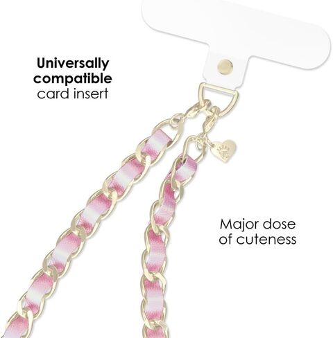 VELVET CAVIAR Leather Chain Phone Charm Wrist Strap - Cute Lanyard Accessory for Women - Fits all Phone Cases (Pink Pearl) in Saudi Arabia