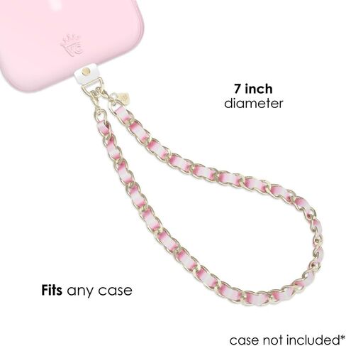 VELVET CAVIAR Leather Chain Phone Charm Wrist Strap - Cute Lanyard Accessory for Women - Fits all Phone Cases (Pink Pearl) in Saudi Arabia