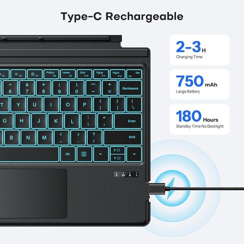 TECURS Bluetooth Keyboard for Microsoft Surface Pro 7/7+/6/5/4/3 12.3 inch in Saudi Arabia