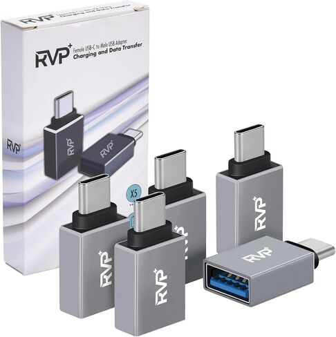 RVP+ USB-A Female to USB-C Male Adapter (5-Pack, Gray) in Saudi Arabia