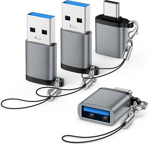 USB to USB C Adapter Combo 4-Pack, USB 3.0 OTG Converters for Car - Grey in Kuwait