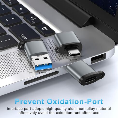 USB to USB C Adapter Combo 4-Pack, USB 3.0 OTG Converters for Car - Grey in Kuwait