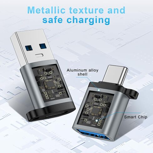 USB to USB C Adapter Combo 4-Pack, USB 3.0 OTG Converters for Car - Grey in Kuwait
