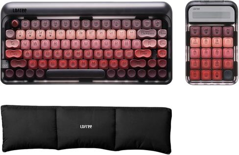 LOFREE DOT Lipstick Wireless Mechanical Keyboard with Wireless Numpad & Clouds Palm Rest, White Backlit Rechargeable Hot-swappable Keyboard, 3 Types Connection for Windows, Mac OS/Black in Kuwait