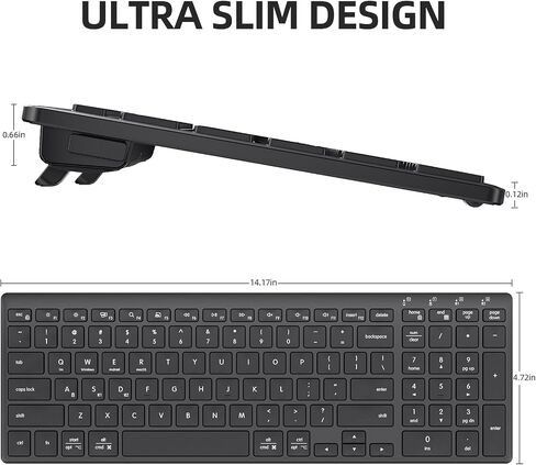 INFINMIND Wireless Ultra Slim Bluetooth Keyboard with Multi-Device Compatibility, Number Pad, Ergonomic Design, PC Computer Compact Keyboard for Windows, Mac, Laptop, Android in Saudi Arabia