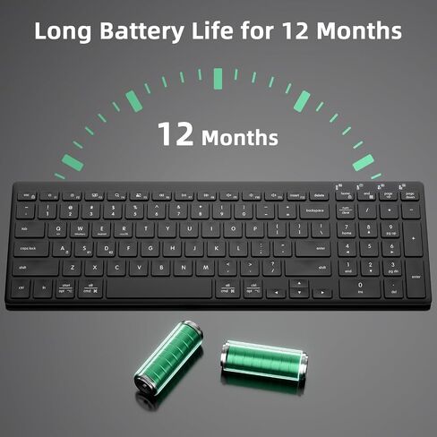 INFINMIND Wireless Ultra Slim Bluetooth Keyboard with Multi-Device Compatibility, Number Pad, Ergonomic Design, PC Computer Compact Keyboard for Windows, Mac, Laptop, Android in Saudi Arabia