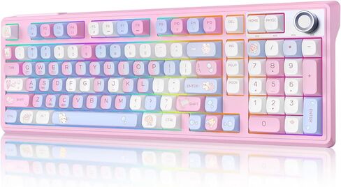 F98 Wireless Mechanical Keyboard, Creamy Keyboard with Number Pad, Pink in Kuwait