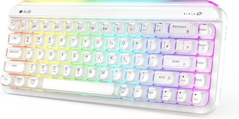 AJAZZ AF68 68% Wireless Keyboard,RGB Backlit,Tri-Mode Bluetooth/2.4GHz/Wired,Compact 68-Key Keyboard,Membrane,Side Light Bars,Translucent Jelly Keycaps, 4000mAh Rechargeable Battery-Pink in Kuwait