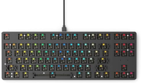 GLORIOUS Custom Gaming Keyboard - GMMK 60% Percent Compact Barebone - USB C Wired Mechanical Keyboard Kit - RGB Hot Swappable Switches & Keycaps - Black Metal Top Plate in Kuwait