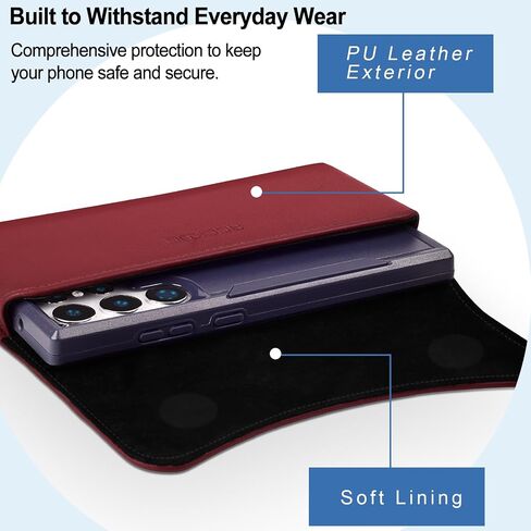 ACCKUO Leather Phone Holster Compatible with iPhone 17e 16e Cell Phone Belt Holder Case with Clip for Men Women (Fits Protective Cover on), Red in Kuwait