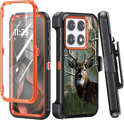Compatible for Motorola Edge 2026 Case, Built in Screen Protector, Belt Clip Holster, Kickstand Heavy Duty Rugged Full Body Cover, Camo Orange in Kuwait
