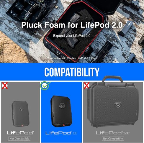 VAULTEK LifePod 20 Secure Waterproof Travel Case Rugged Electronic Lock Box Travel Organizer Portable Handgun Case with Backlit Keypad (2-Piece Pluck Foam Accessory) in Kuwait
