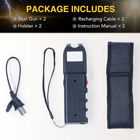 DARTMOOR 300,000V Stun Gun Ultrapowerful Rechargeable Phone Size for Men Women with Side Shock Plates for Car & Self Defense Tactical Flashlight Custom Holster and Lanyard, 2 Packs in Saudi Arabia