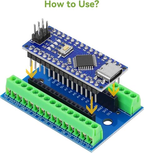 2pcs Nano V3.0 Board ATmega328P MCU CH340G Chip 5V 16M Microcontroller Type-C Port with USB Cable + Nano V3.0 Expansion Board Nano IO Shield V1.O Terminal Adapter Compatible with Arduino IDE in Kuwait