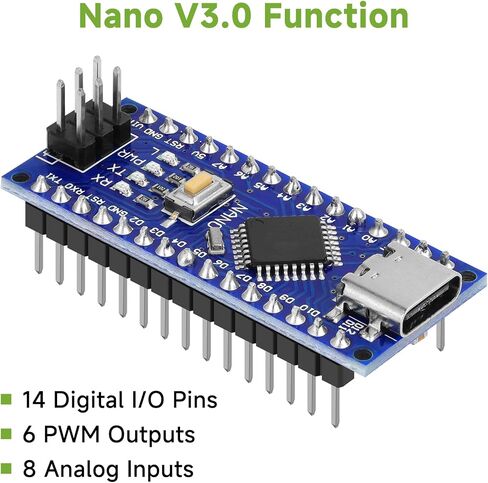 2pcs Nano V3.0 Board ATmega328P MCU CH340G Chip 5V 16M Microcontroller Type-C Port with USB Cable + Nano V3.0 Expansion Board Nano IO Shield V1.O Terminal Adapter Compatible with Arduino IDE in Kuwait