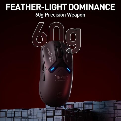 INPHIC IN10P Superlight Wireless Gaming Mouse, 60g, 8K Polling Rate, 26,000 DPI, Tri-Mode, PAW3395 Sensor, Fully Programmable in Saudi Arabia