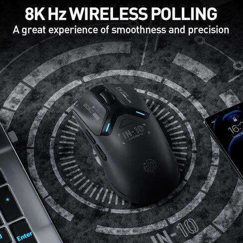 INPHIC IN10P Superlight Wireless Gaming Mouse, 60g, 8K Polling Rate, 26,000 DPI, Tri-Mode, PAW3395 Sensor, Fully Programmable in Saudi Arabia