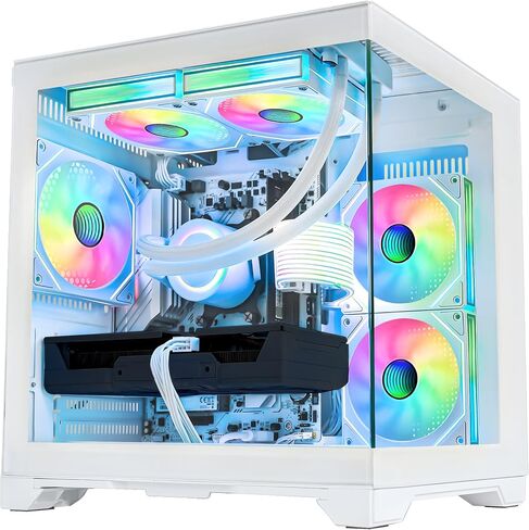 Panorama Prebuilt Gaming PC W/Mouse, AMD Ryzen 7 5700X, GeForce RTX 3050 6GB, 16GB DDR4 RAM, 1TB NVMe SSD, 240mm AIO & Software Control ARGB Fans, Windows 11 Desktop Computer, Pink in Saudi Arabia