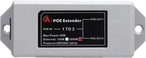 Generic POE Extender, 1 in 2 Out Gigabit Repeater, 1000Mbps POE Splitter Adapter for Security Camera, Intelligent Power Supply Space Saving, Ideal for Home Hotel in Saudi Arabia