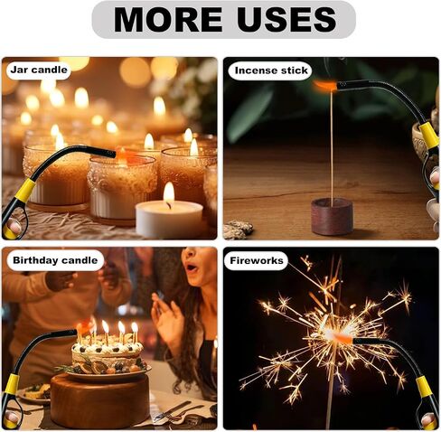 3 Pack Refillable Butane Candle Lighters, Multi-Purpose Reusable Lighter with Soft Flame for Candle Camping Fireplace Party BBQ Grill in Kuwait