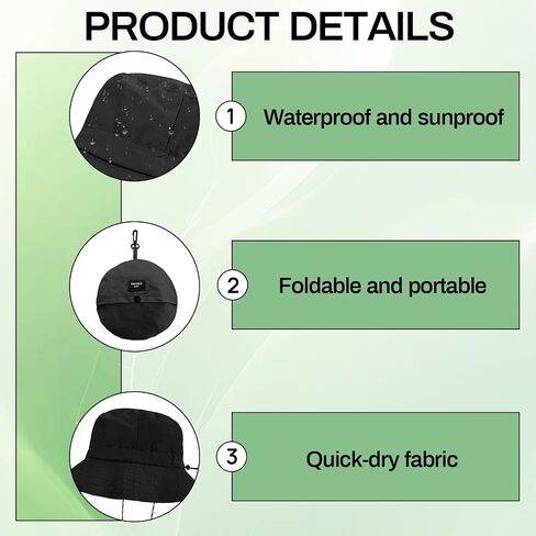 Waterproof Quick Dry Bucket Hats, Rain Hat for Women and Men, Adjustable Packable Sun Hats to Outdoor Travel in Saudi Arabia
