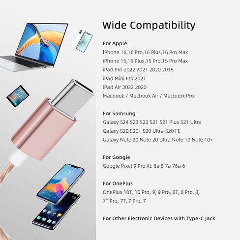 ibrain Type C Air Tube Headphones USB C EMF Free Earbuds Air Tube Earbuds with Microphone Anti EMF Airtube Headsets in-Ear Earphones for Safe Listening - Rose Gold in Kuwait