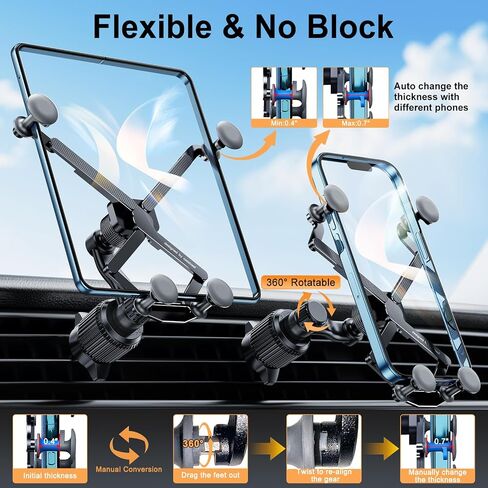 Z Fold 8 Car Mount Accessories, Gravity Linkage, Long Arm Vent Clip in Saudi Arabia