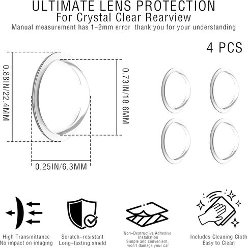 4PCS Car Camera Lens Protector,Car Backup Camera Lens Cover with 2PCS Cleaning Cloth,Ultra Clear Protective Film,360° All-Round Protection,Anti-Scratch&Waterproof,Compatible with Most Vehicle Cameras in Saudi Arabia
