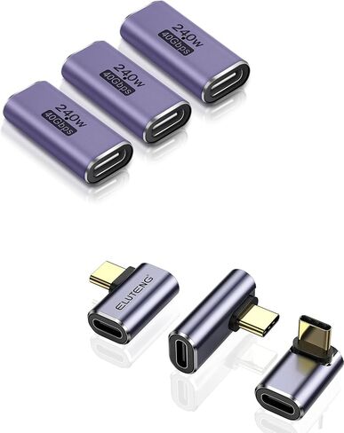 ELUTENG USB C Female to Female Adapter 3 Pack USB Type C Coupler with 90 Degree USB C Adapter 3 Pack 100W Right Angle in Kuwait