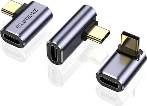 ELUTENG USB C Female to Female Adapter 3 Pack USB Type C Coupler with 90 Degree USB C Adapter 3 Pack 100W Right Angle in Kuwait