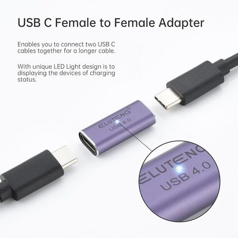 ELUTENG USB C Female to Female Adapter 3 Pack USB Type C Coupler with 90 Degree USB C Adapter 3 Pack 100W Right Angle in Kuwait