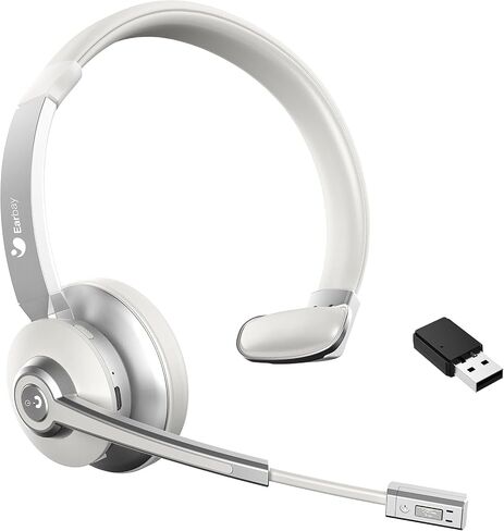 Wireless Headset with Mic, Trucker Bluetooth Headset with Microphone Noise Canceling & Mute, 5.0 Bluetooth Headphones & USB Dongle for Cell Phone Computer Remote Work Office Teams Meeting Call Center in Saudi Arabia