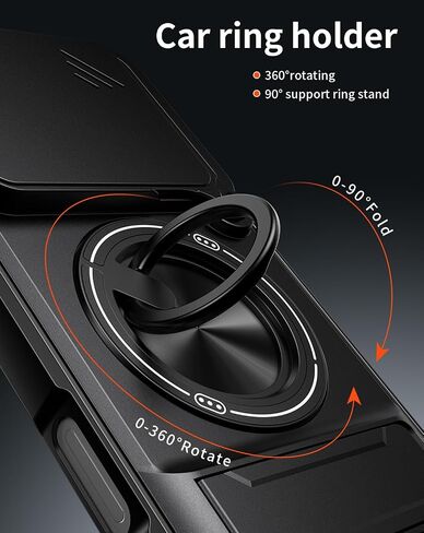 Compatible with Oppo Find X9 Pro Case [with 2*Screen Protector][2-in-1 Slide Camera Cover, Magnetic Kickstand Design][Shockproof Phone case] Black in Saudi Arabia