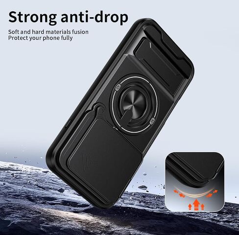 Compatible with Oppo Find X9 Pro Case [with 2*Screen Protector][2-in-1 Slide Camera Cover, Magnetic Kickstand Design][Shockproof Phone case] Black in Saudi Arabia