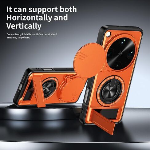 Compatible with Oppo Find X9 Ultra Case [with 2*Screen Protector][2-in-1 Slide Camera Cover, Magnetic Kickstand Design][Shockproof Phone case] Orange in Saudi Arabia