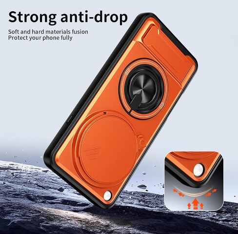 Compatible with Oppo Find X9 Ultra Case [with 2*Screen Protector][2-in-1 Slide Camera Cover, Magnetic Kickstand Design][Shockproof Phone case] Orange in Saudi Arabia