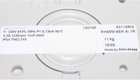 RH45M-4EK.4I.1R 230V 3.3A 0.73W 1230RPM Cooling Fan 450mm in Kuwait