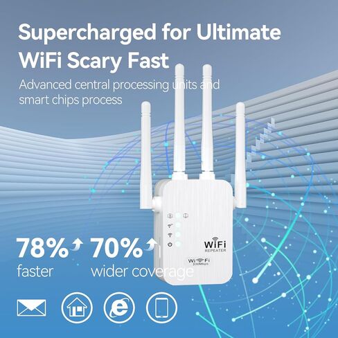 WiFi Repeater Wireless Signal Booster, Home Internet Range Extender to Solve Weak Signal & Buffering, Wall Plug‑in WiFi Amplifier with LAN Port-Pearl White in Kuwait