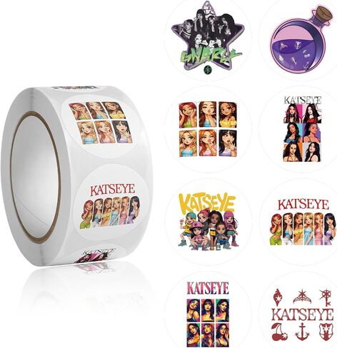 Katseye Stickers Roll 500Pcs - Kpop Girl Group 8 Design 1.5inche 2026 Vinyl Self-Adhesive Label Decals - Easy Stick Removeable for Fans Party Scarpbook Window Tumblers Teens in Kuwait